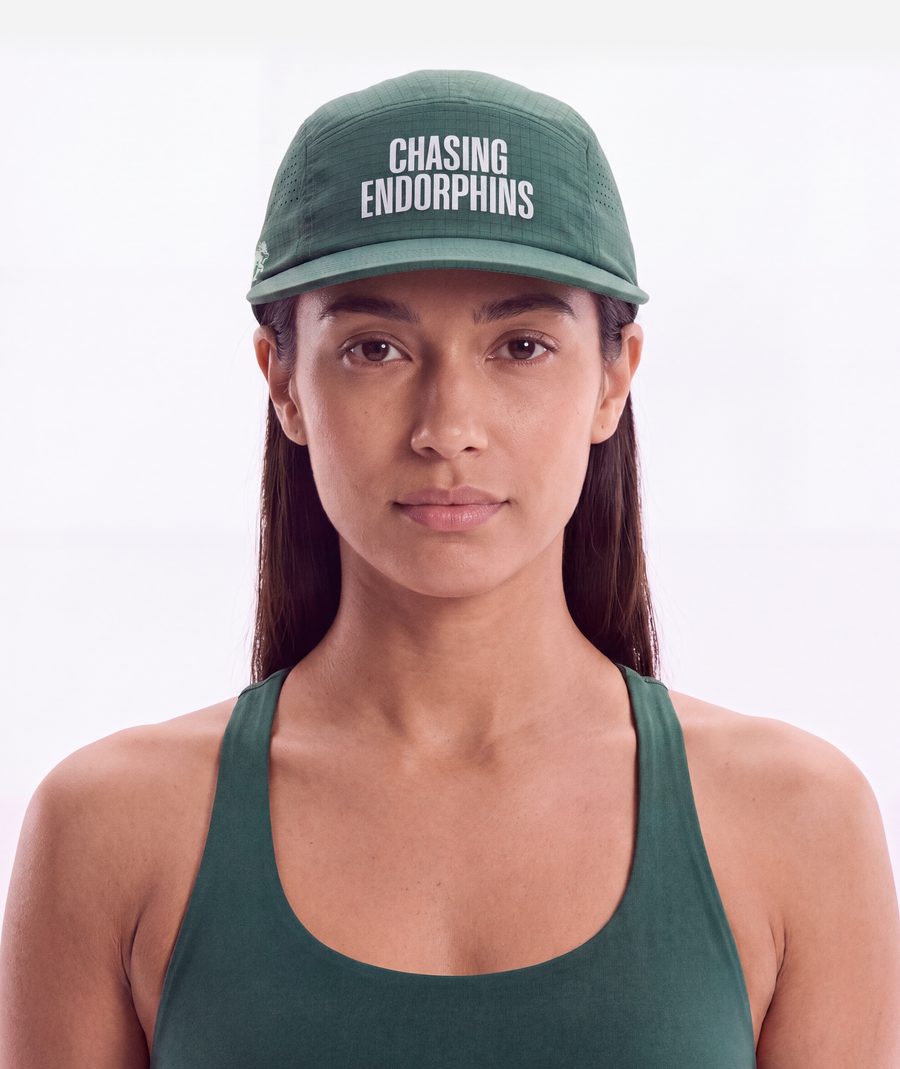 Love cap on model — front
